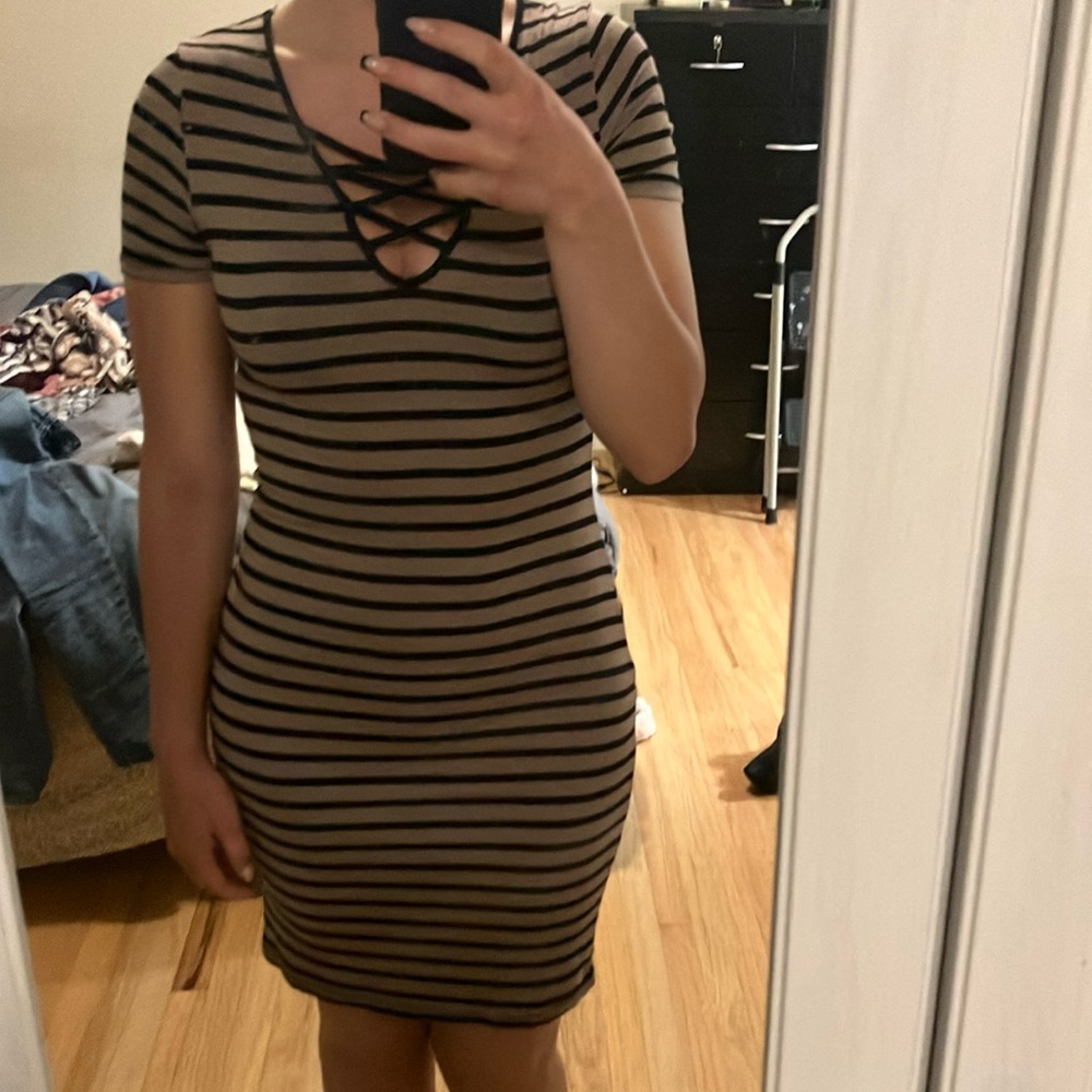 Striped Black and Tan Dress